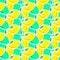 ABSTRACT GREEN AND YELLOW LEMON SLICE SEAMLESS VECTOR PATTERN. FRESH SUMMER FEELING PATTERN