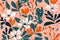 Abstract groovy floral Modern trendy Matisse minimal style