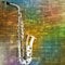 Abstract grunge background with saxophone