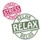 Abstract grunge rubber stamp set with the text Stress - Relax written inside the stamp