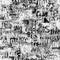 Abstract grunge urban geometric chaotic seamless pattern with words, letters