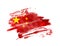 Abstract grunge watercolor flag of China