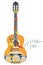 Abstract guitar decorated with autumn leaves and notes. Musical poster.