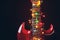 Abstract guitar with festive Christmas multicolor lights