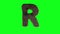 Abstract hairy letter R sign fluffy furry alphabet green screen chroma key animation 3d