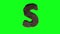 Abstract hairy letter S sign fluffy furry alphabet green screen chroma key animation