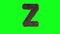 Abstract hairy letter Z sign fluffy furry alphabet green screen chroma key animation