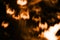 Abstract halloween background, fire bats on dark night sky