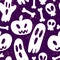 Abstract Halloween Pattern, Pumpkins, Ghost, Skulls, Bones, Pattern, Vector Illustration EPS 10.