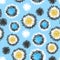 Abstract hand drawn blue circles seamless pattern