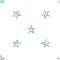 Abstract hand drawn pink blue starfishes on white background summer vacation vector seamless pattern