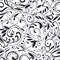 Abstract hand drawn seamless pattern openwork flower ornament of leaves, branches, curls, flowing lines. Floral vector