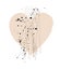 Abstract Hand Drawn Vector Illustration with Big Light Beige Heart, Black Irregular Spots and Brown Lines.