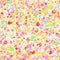 Abstract hand drown polka dots background. White dotted seamless pattern with rainbow circles. Template design for for