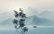 Abstract hand-painted Chinese ink landscape art wallpaper.