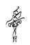Abstract hand sketch dancing ballerina