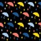 Abstract handmade umbrella and drop seamless pattern background. Childish handcrafted wallpaper for design card, baby nappy,