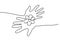 Abstract hands holding flower Continuous one line