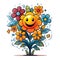 Abstract happy cartoon cute smiling decorative flower