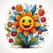 Abstract happy cartoon cute smiling decorative flower