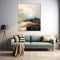 Abstract Hd Painting Over Couch And Lamp In Living Room