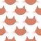 Abstract head of cats. Brown silhouettes on white background. Seamless pattern.