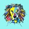Abstract Head Lion Colorful Illustration