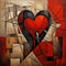 Abstract heart within architectural lines. AI generation