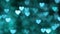 Abstract heart bokeh background cyan color