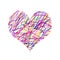 Abstract heart with bright colorful messy pattern