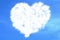 Abstract heart filled love concept draw on the blue sky with white clouds background with alpha channel matte, valentine day holid