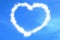 Abstract heart love concept draw on the blue sky with white clouds background with alpha channel matte, valentine day holiday even