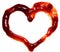 Abstract heart made of ketchup on white background closeup. Valentines day ideas. Valentines day cards.