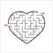 Abstract heart shaped labyrinth. Game for kids. Puzzle for children. One entrances, one exit. Maze conundrum. Simple flat vector