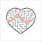 Abstract heart shaped labyrinth. Game for kids. Puzzle for children. One entrances, one exit. Maze conundrum. Simple flat vector i