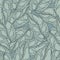 Abstract herbal seamless pattern with doodle leaf simple elements. Blue pastel artwork
