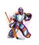 Abstract hockey goalkeeper from splash of watercolors. Hand drawn sketch. Winter sport