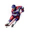 Abstract hockey player from splash of watercolors. Hand drawn sketch. Winter sport