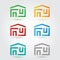 Abstract home icons set in colors