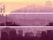 Abstract horizontal banner of big city in sunset.