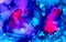Abstract hot pink in blue ripples