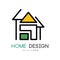 Abstract house for logo design. Original vector emblem for shop home decorative objects, interior decorators and
