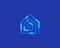 Abstract house, maze, fingerprint vector icon logo design from colorful lines. Universal home, smart home, real estate