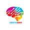 Abstract human brain - business vector logo template concept illustration. Creative idea sign. Electronic computer technology.