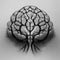 Abstract human brain flat illustration. Scientific neuroscience. Digital illustration. AI-generated