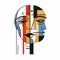 Abstract Human Face: Colored Graphic Illustration In Indian Pop Culture Style