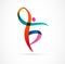 Abstract human figure logo design. Gym, fitness, running trainer vector colorful logo. Active Fitness, sport, dance web