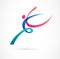 Abstract human figure logo design. Gym, fitness, running trainer vector colorful logo. Active Fitness, sport, dance web
