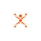 Abstract human figure from orange balls of various sizes, X position, vector logo tamplate. Human health and power