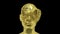 Abstract Human Head scattering into pieces, Golden face or sculpture with realistic environmental light reflections, 4K High